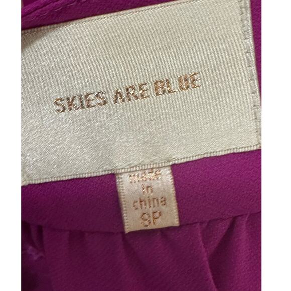 Skies Are Blue fuchsia roll tab sleeves blouse size SP - Picture 3 of 13